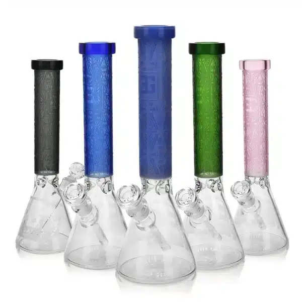 Beaker Bongs Slyme Leaf Borosilicate Glass EG-05 14Inch