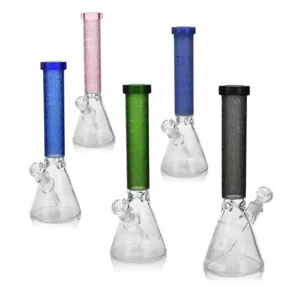 Beaker Bongs Slyme Leaf Borosilicate Glass EG-05 14Inch