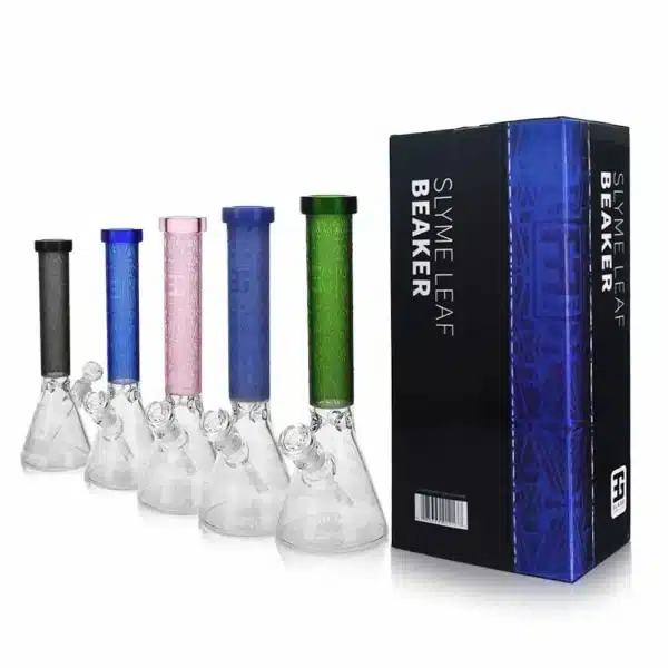 Beaker Bongs Slyme Leaf Borosilicate Glass EG-05 14Inch