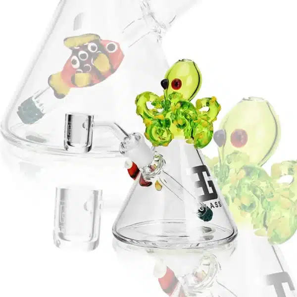 Dab Oil Rigs Mini Octopus Head 5.3 in Borosilicate Glass Top