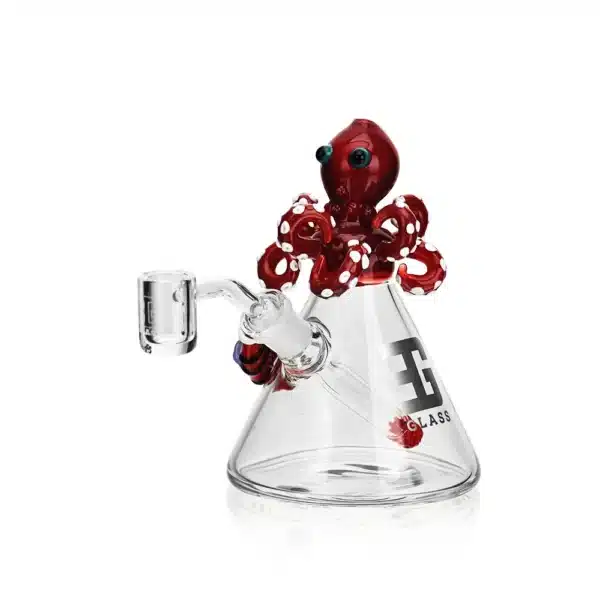 Dab Oil Rigs Mini Octopus Head 5.3 in Borosilicate Glass Top