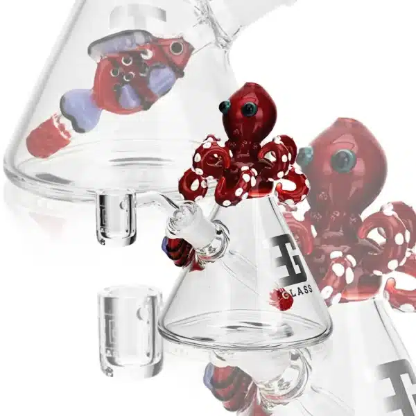 Dab Oil Rigs Mini Octopus Head 5.3 in Borosilicate Glass Top