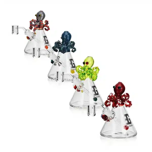 Dab Oil Rigs Mini Octopus Head 5.3 in Borosilicate Glass Top