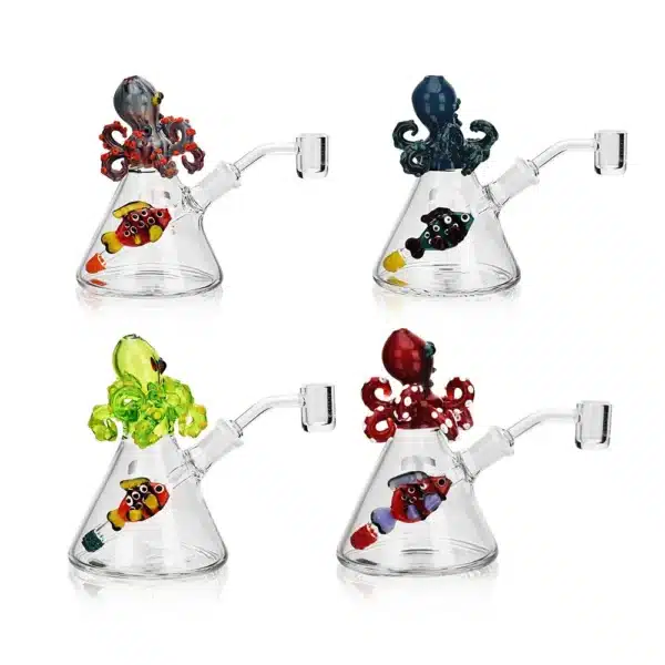 Dab Oil Rigs Mini Octopus Head 5.3 in Borosilicate Glass Top