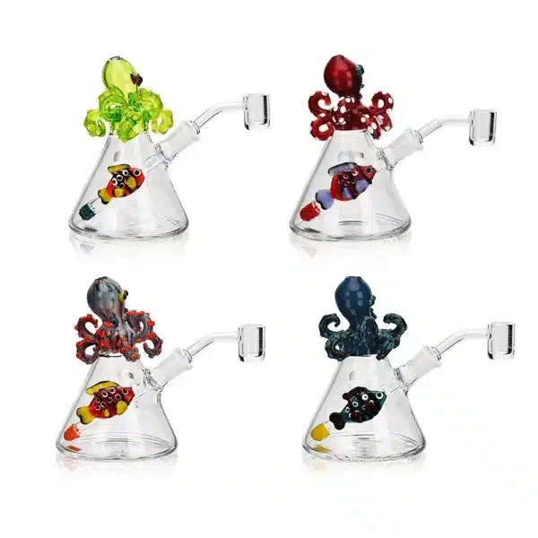 Dab Oil Rigs Mini Octopus Head 5.3 in Borosilicate Glass Top