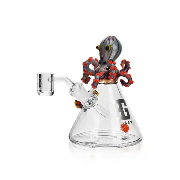 Dab Oil Rigs Mini Octopus Head 5.3 in Borosilicate Glass Top