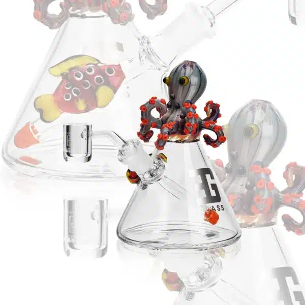 Dab Oil Rigs Mini Octopus Head 5.3 in Borosilicate Glass Top