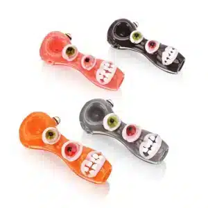 Glass Hand Pipes Double Monster Eyeballs Borosilicate 4.5in