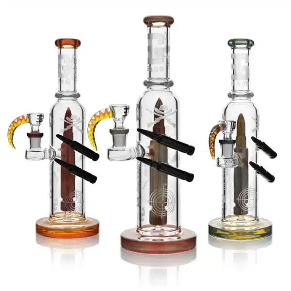 Straight Tube Bongs Glass 11.5In Dual Bullet Water Tube