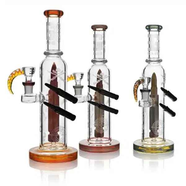 Straight Tube Bongs Glass 11.5In Dual Bullet Water Tube