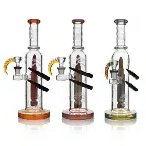 Straight Tube Bongs Glass 11.5In Dual Bullet Water Tube Straight Tube Bongs Glass 11.5In Dual Bullet Water Tube