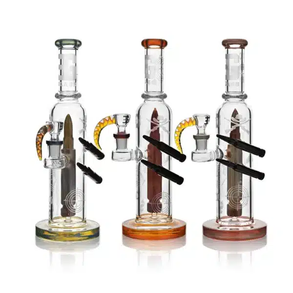 Straight Tube Bongs Glass 11.5In Dual Bullet Water Tube