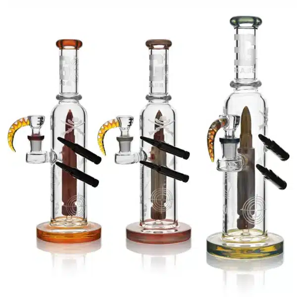 Straight Tube Bongs Glass 11.5In Dual Bullet Water Tube